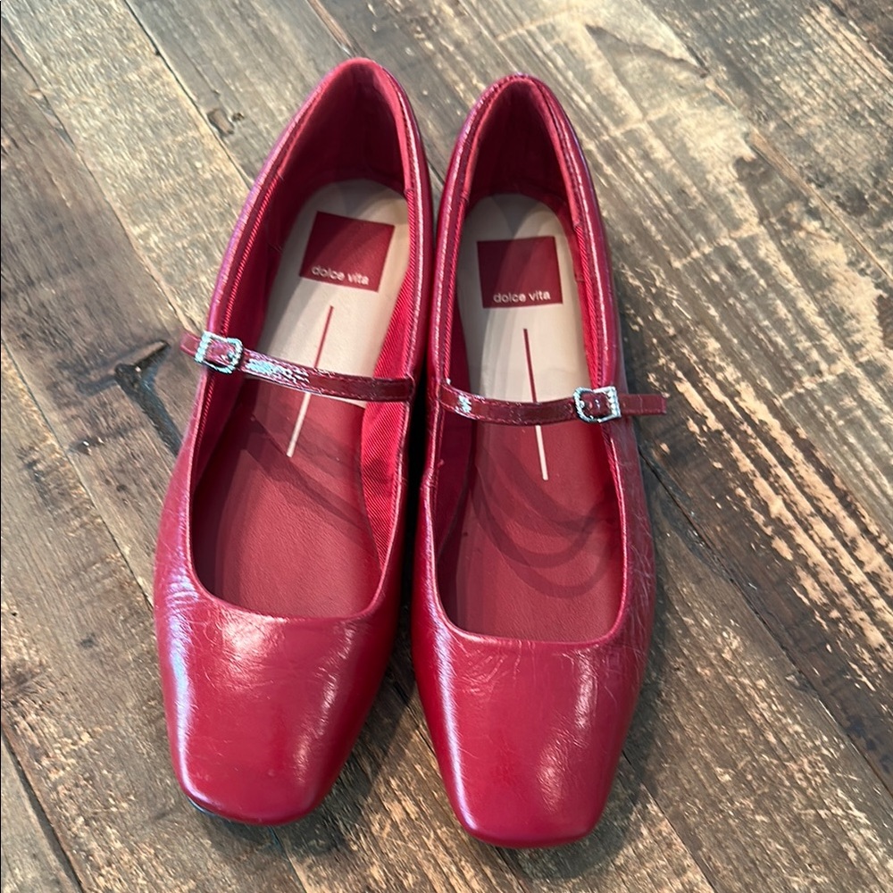 Dolce Vita Red Mary Jane Flats with Square Toe - WORN ONCE!